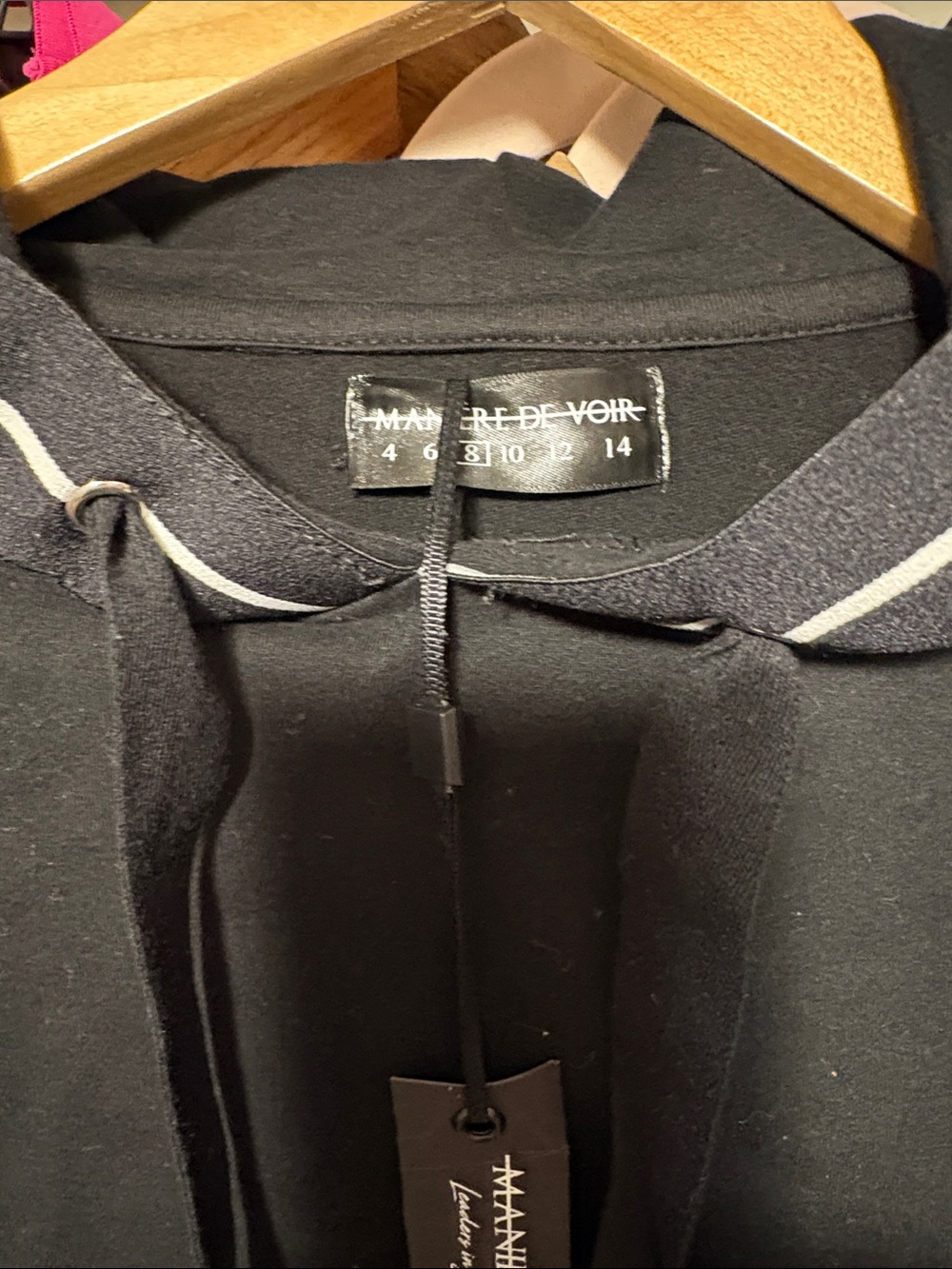 Maniere De Voir Men's Black Zip-Up Hooded Sweater with Contrast Trim and pants